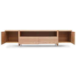 Stella 2.1m Entertainment TV Unit Full Natural - Timber Legs - Furniture Castle