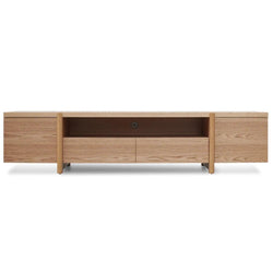 Stella 2.1m Entertainment TV Unit Full Natural - Timber Legs - Furniture Castle