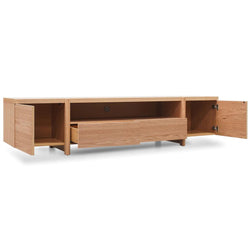 Stella 2.1m Entertainment TV Unit Full Natural - Timber Legs - Furniture Castle