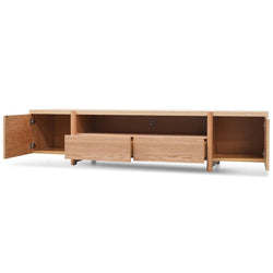 Stella 2.1m Entertainment TV Unit Full Natural - Timber Legs - Furniture Castle