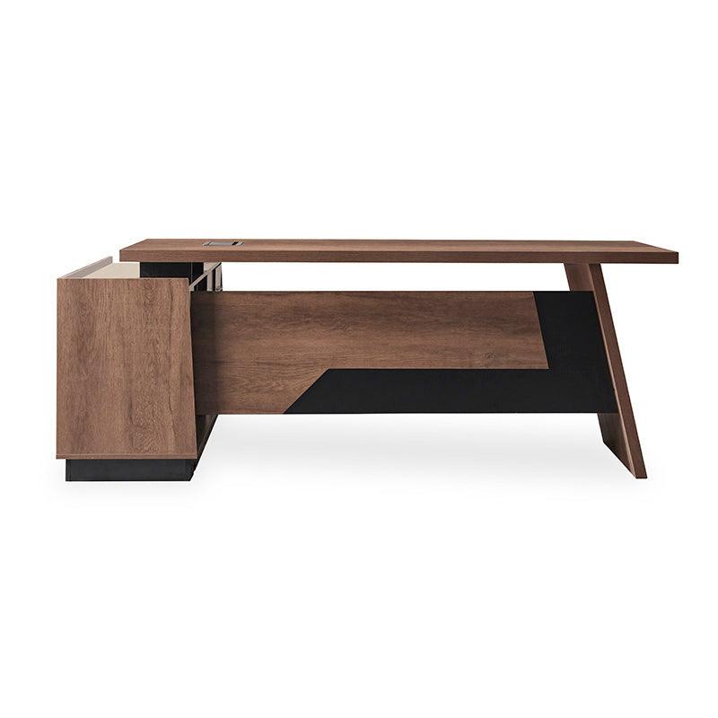 SUTTON Executive Desk with Right Return 1.8M - 2.0M - Warm Oak & Black - Furniture Castle