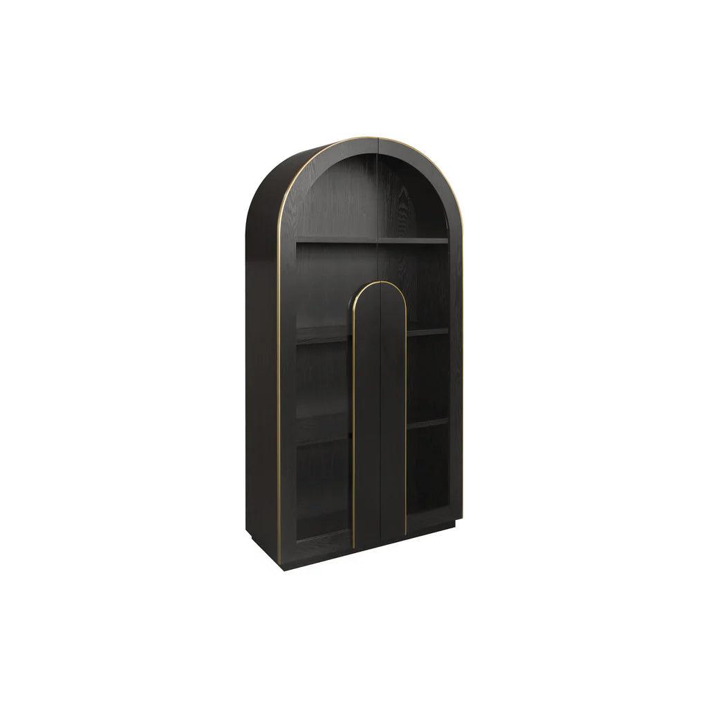 Talli Glass Cabinet - Textured Espresso Black - Furniture Castle