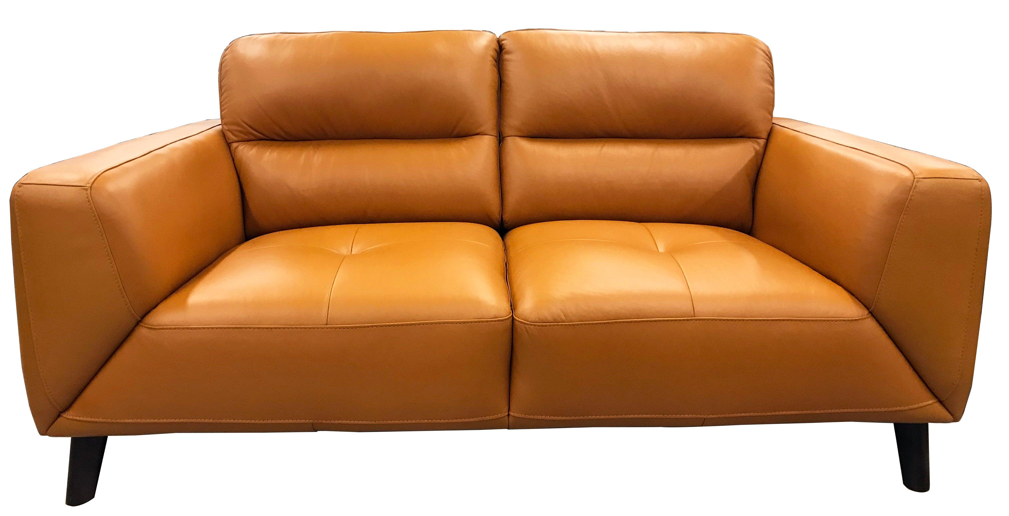 Tanster 2 Seater Leather Sofa Tangerine - Furniture Castle