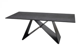 Tella Coffee Table- Shadow Grey Italian Ceramic and Black - Furniture Castle