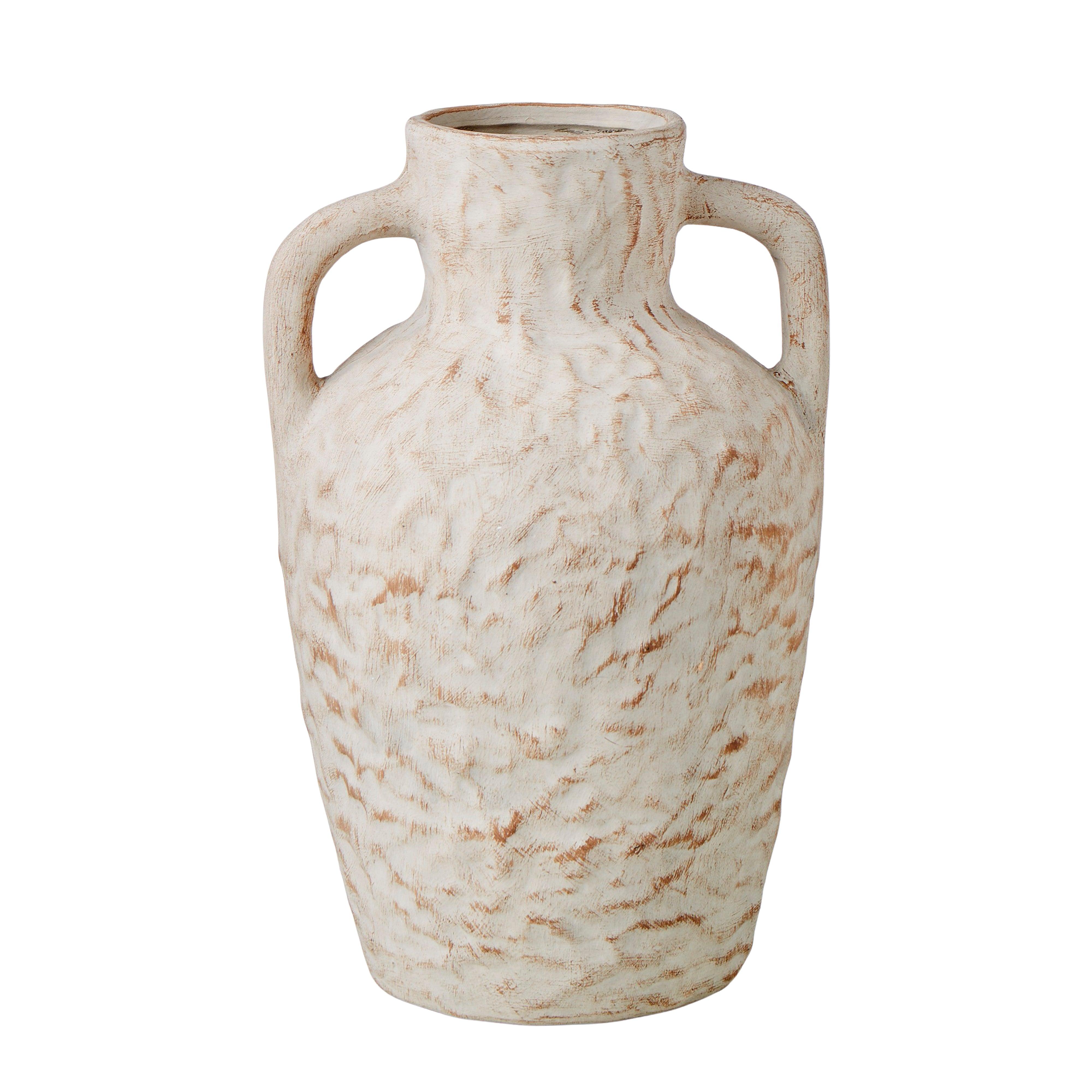 Textured Ceramic Vase with Handles - Furniture Castle