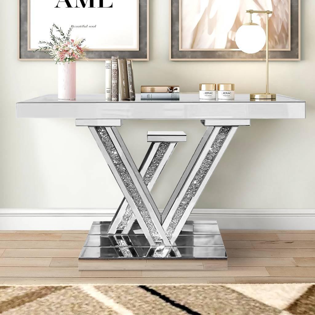 Thunder Console Table Glass 120x38x80cm - Furniture Castle