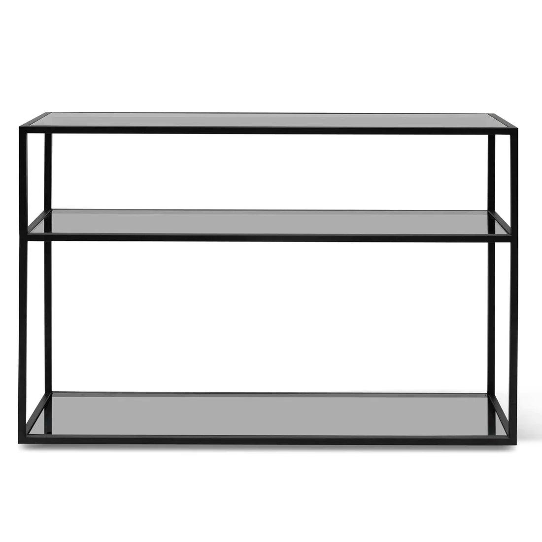 Triple Storey 1.2m Glass Console Table - Black Base - Furniture Castle