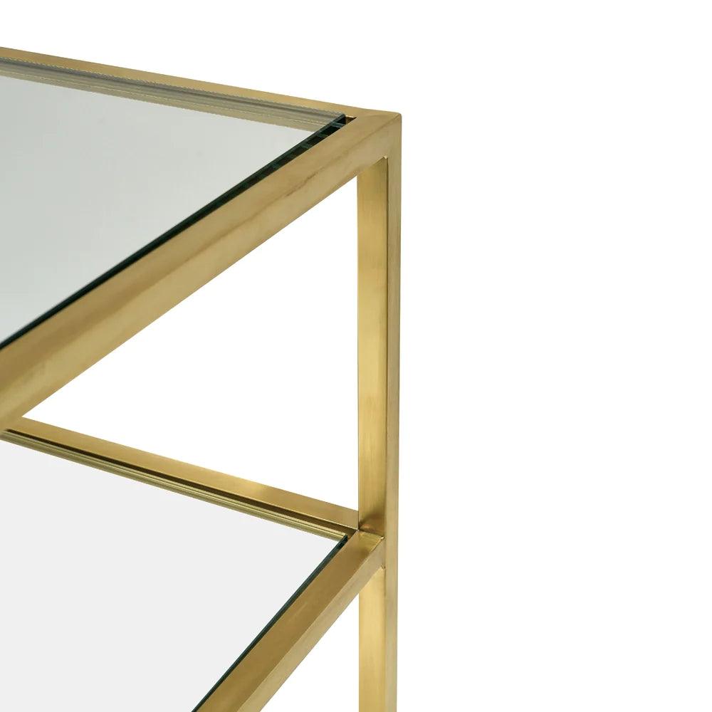 Triple Storey 1.2m Glass Console Table - Gold Base - Furniture Castle