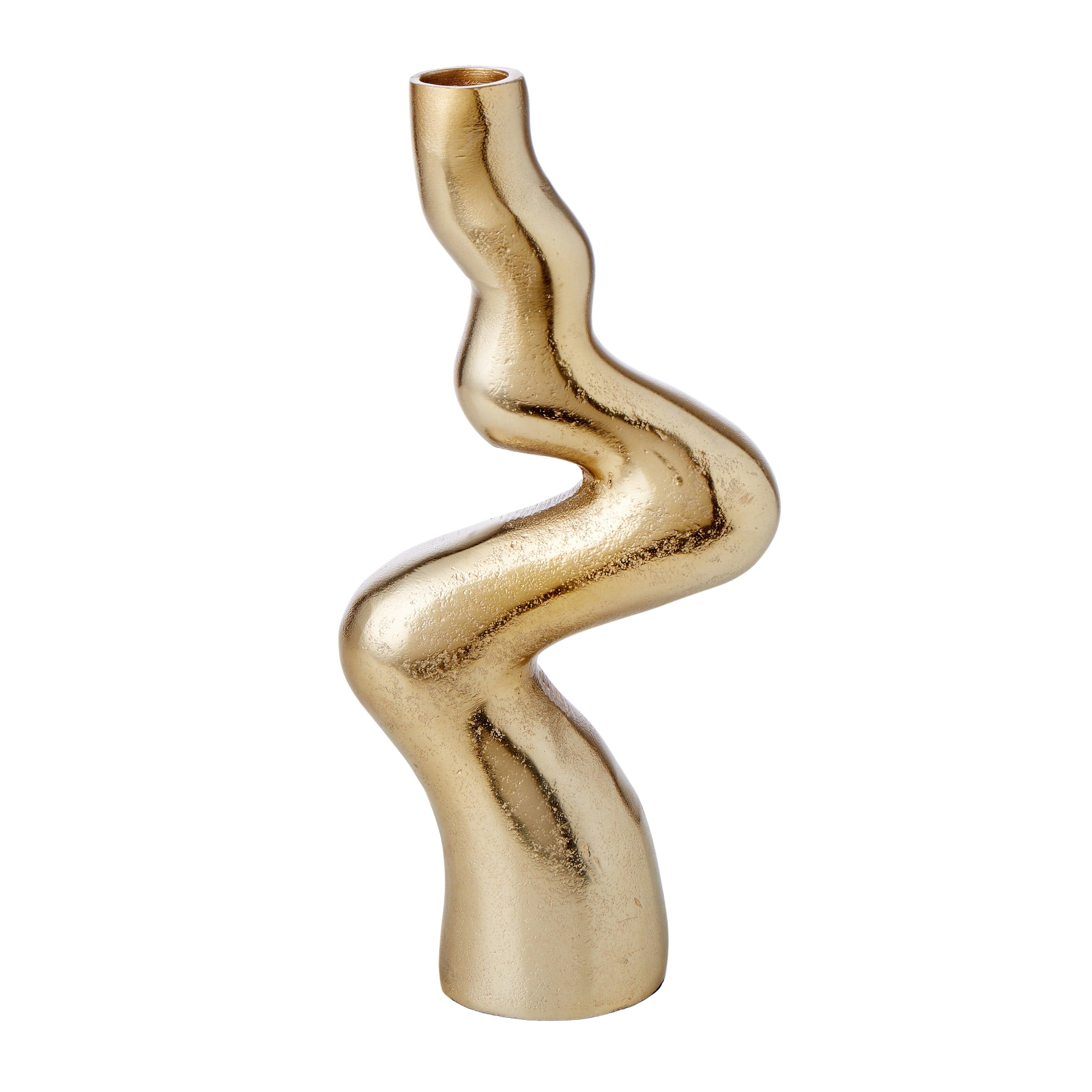 Twisted Metal Candle Holder Gold 10x5x20cm - Furniture Castle