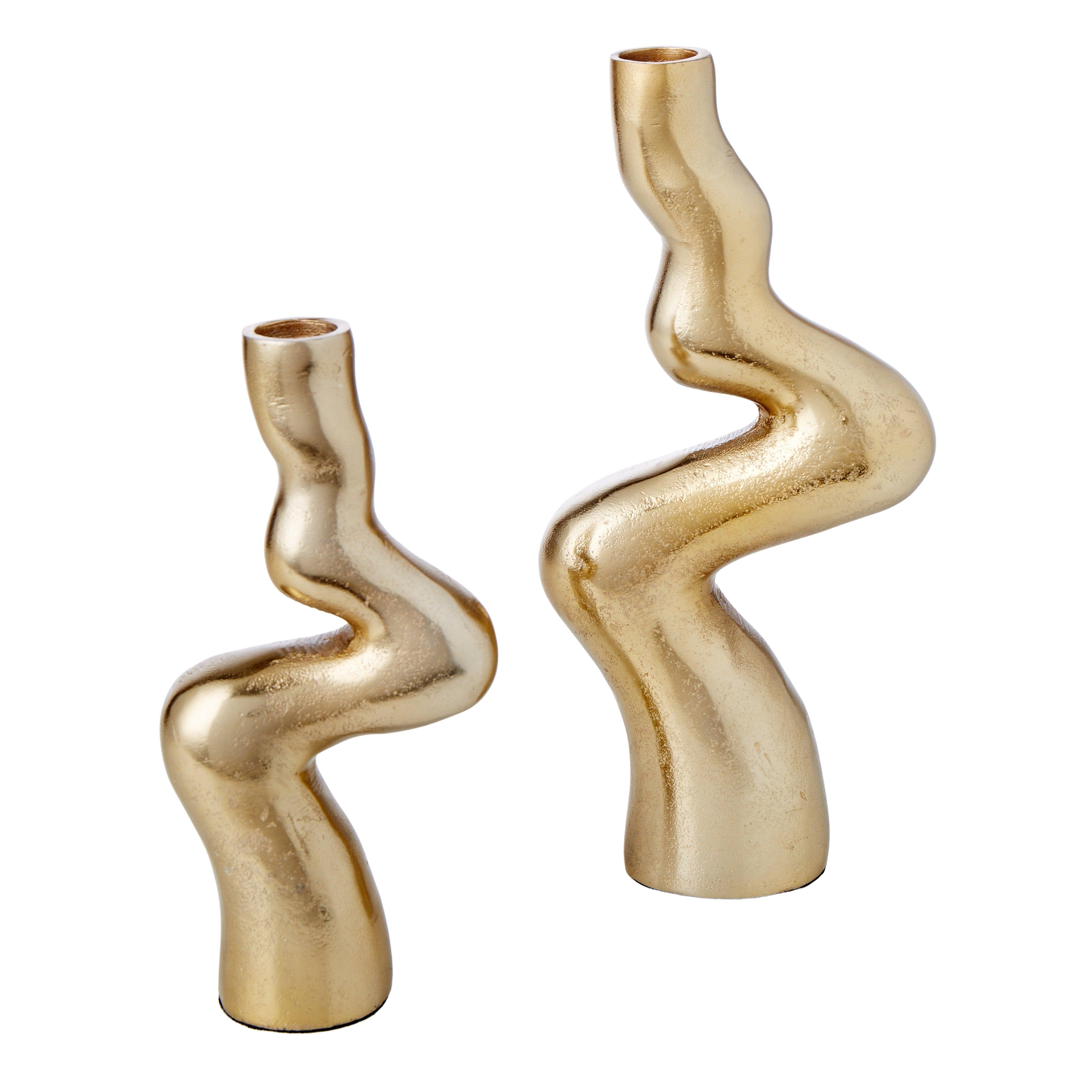 Twisted Metal Candle Holder Gold 10x5x20cm - Furniture Castle