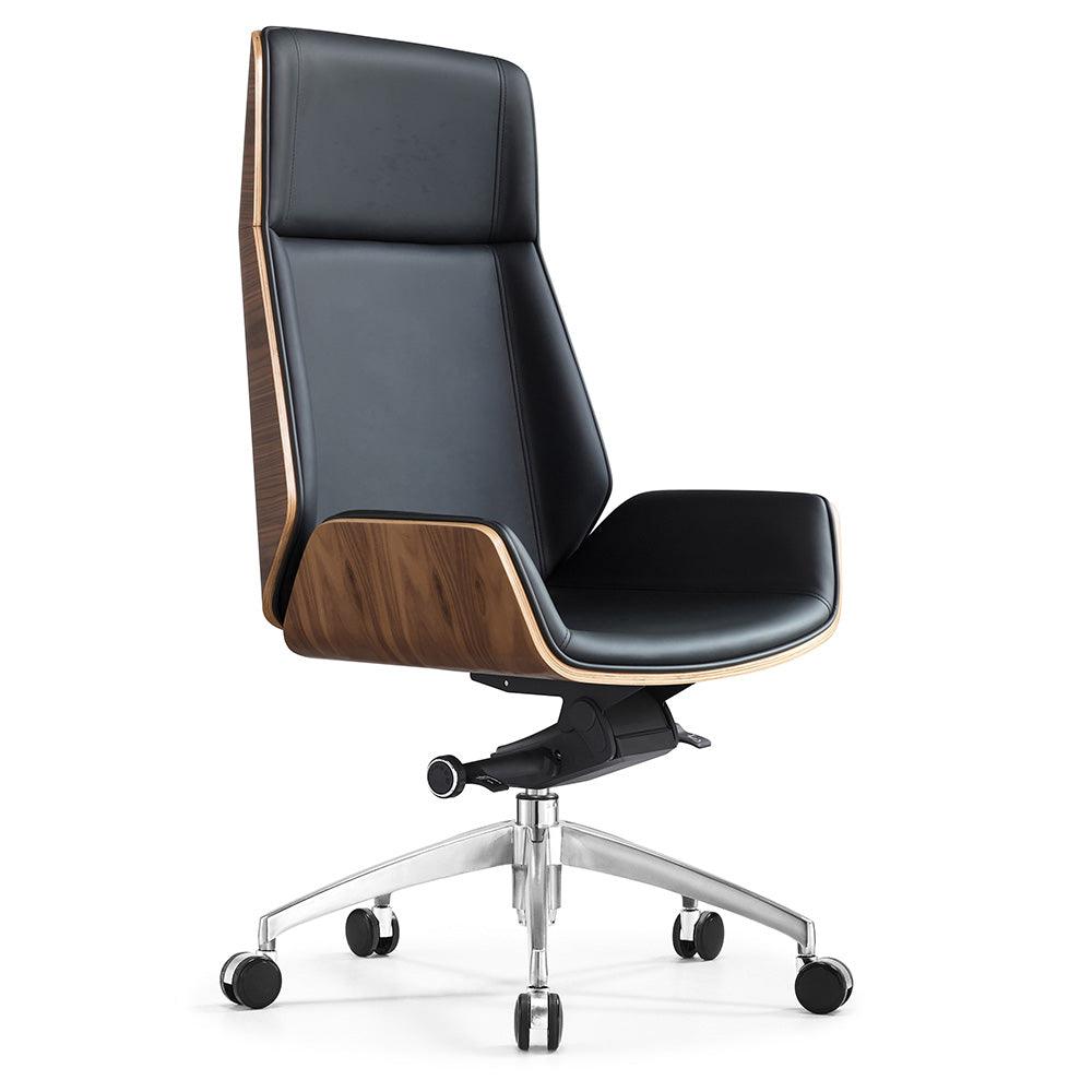 TYLER High Back Office Chair - Walnut & Black - Furniture Castle