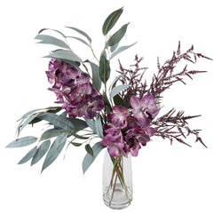 Vanda Orchid Astilbe Spray Mix Alana Vase Burgundy & Green 66x35x65cm - Furniture Castle
