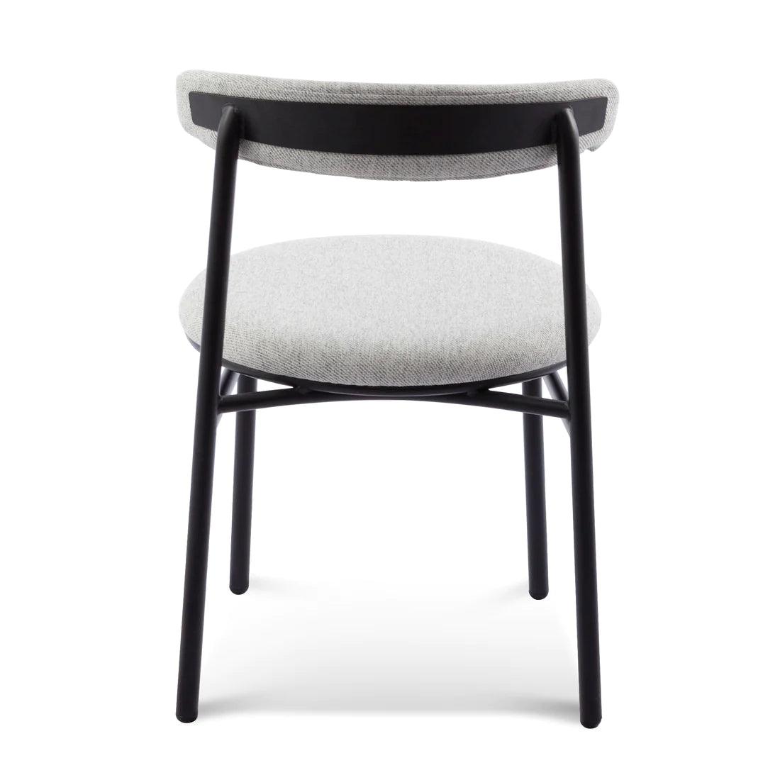 Vans Fabric Dining Chair - Silver Grey with Black Legs Set of 2 - Furniture Castle
