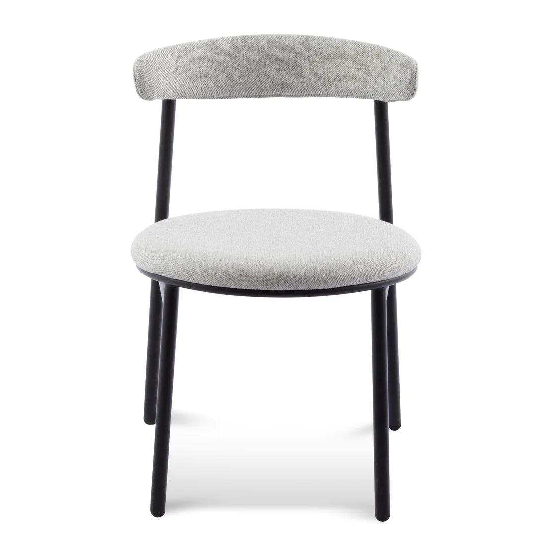 Vans Fabric Dining Chair - Silver Grey with Black Legs Set of 2 - Furniture Castle