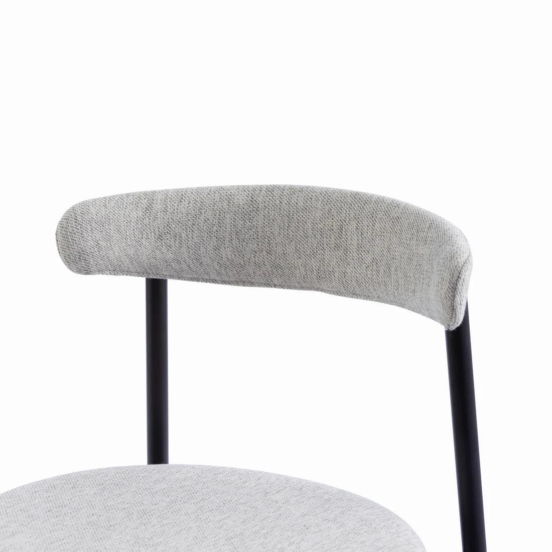 Vans Fabric Dining Chair - Silver Grey with Black Legs Set of 2 - Furniture Castle