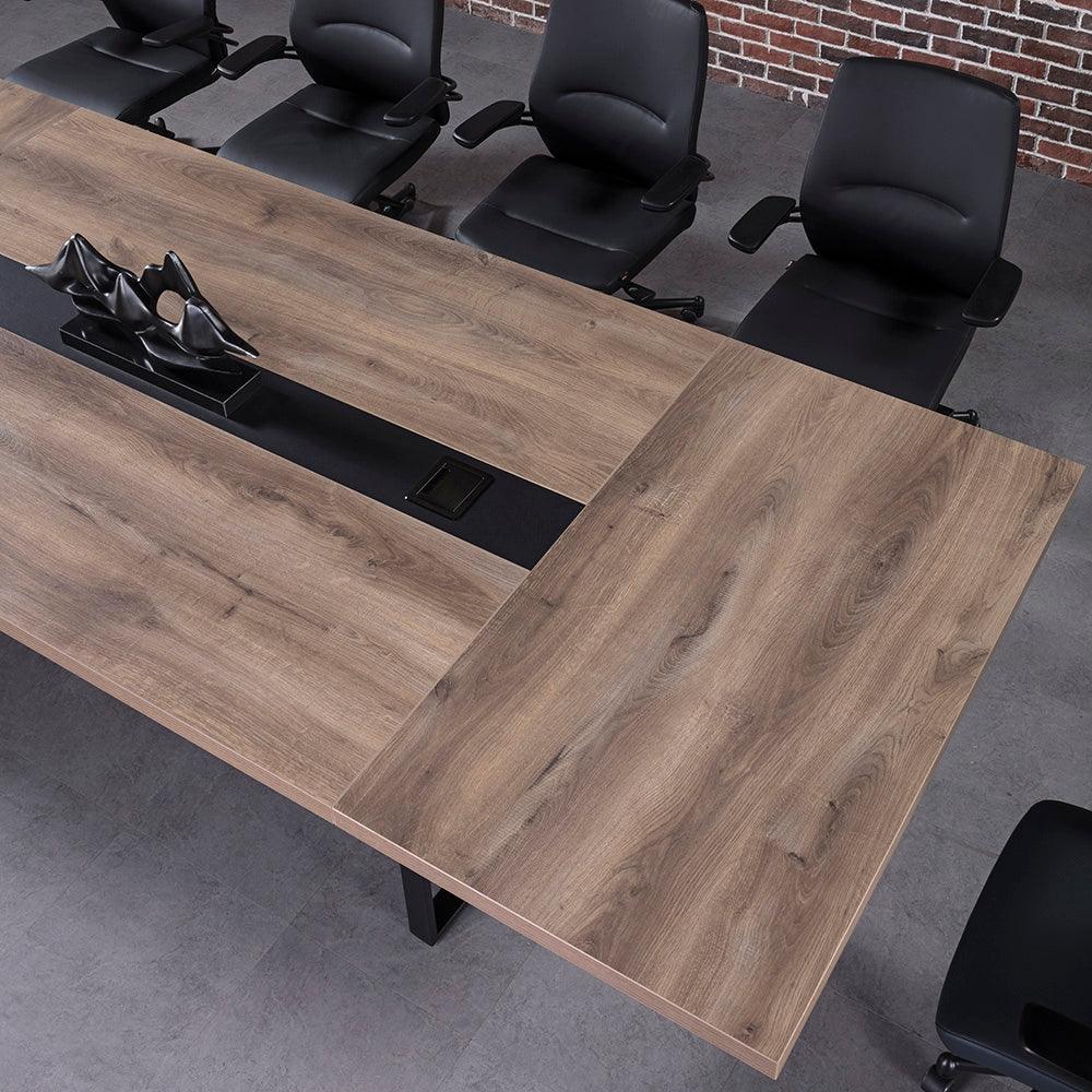 Vidal Boardroom Table 3.0cm x 1.2m - Warm Oak & Black - Furniture Castle