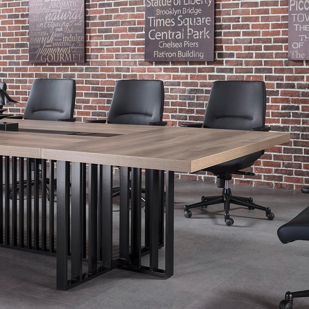 Vidal Boardroom Table 3.0cm x 1.2m - Warm Oak & Black - Furniture Castle