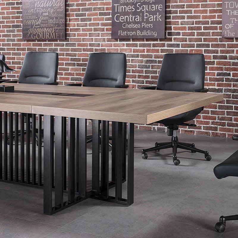 Vidal Boardroom Table 3.0M x 1.2M - Warm Oak & Black - Furniture Castle