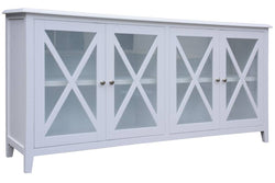 Hampton 4-Door Buffet Sideboard with Glass Doors 180cm – White