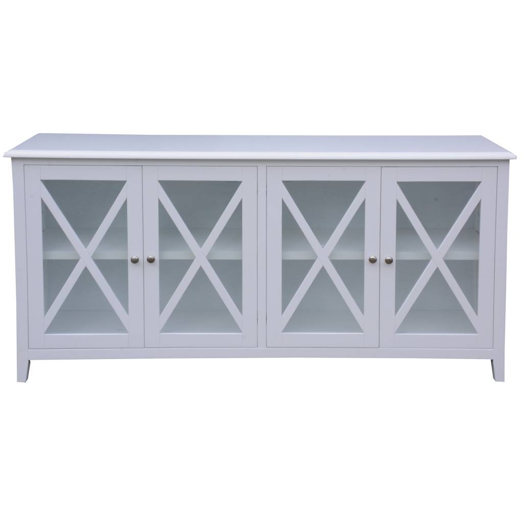 Hampton 4-Door Buffet Sideboard with Glass Doors 180cm – White