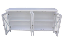Hampton 4-Door Buffet Sideboard with Glass Doors 180cm – White