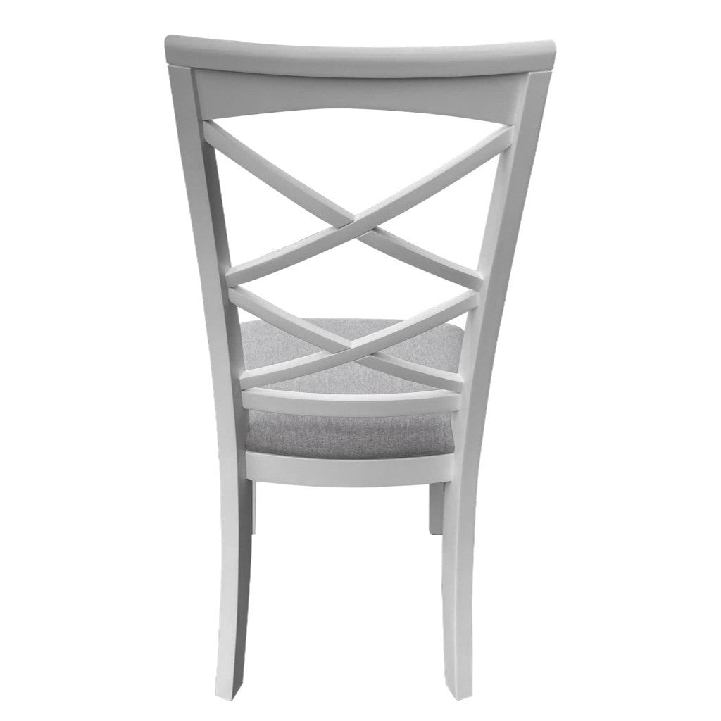 Hampton 7-Piece Dining Table & 6 Fabric Chairs Set 180cm – White & Light Grey