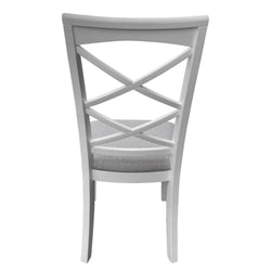 Hampton 7-Piece Dining Table & 6 Fabric Chairs Set 180cm – White & Light Grey