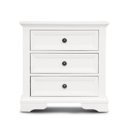 Sallan 3-Drawer Bedside Table – White