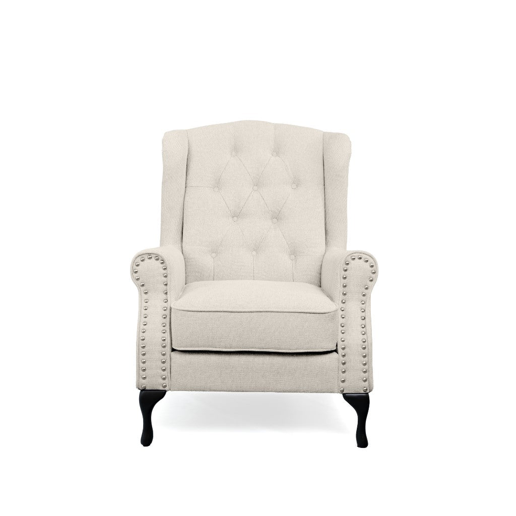 Taegon Wing Chair with Studs Beige 80x78x117cm