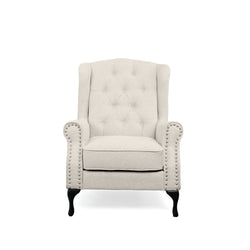 Taegon Wing Chair with Studs Beige 80x78x117cm