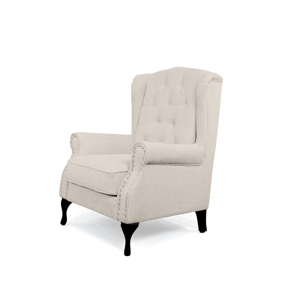 Taegon Wing Chair with Studs Beige 80x78x117cm