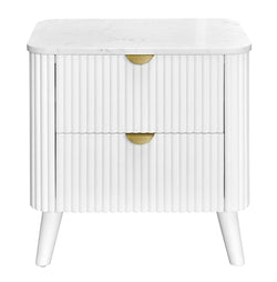 Cotswold 2-Drawer Bedside Table with Sintered Stone Top – White