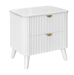 Cotswold 2-Drawer Bedside Table with Sintered Stone Top – White