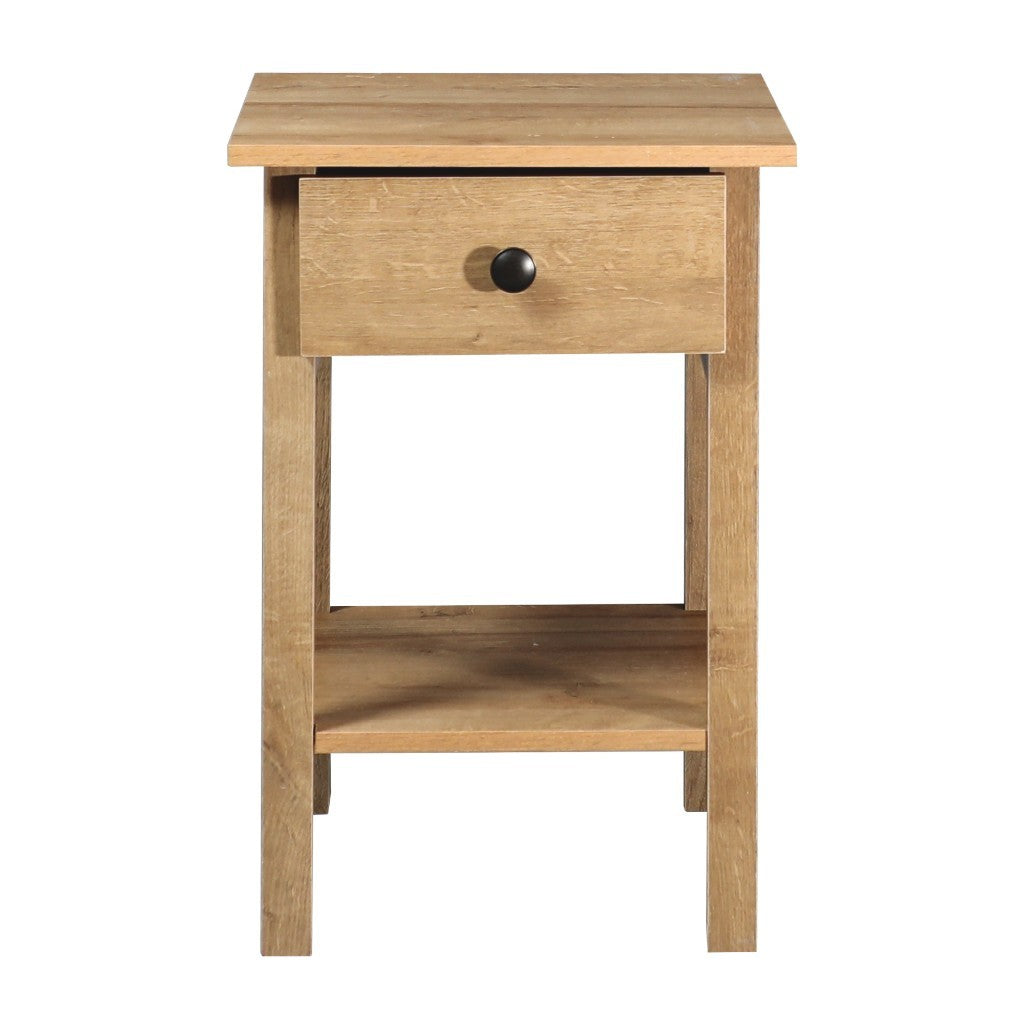 Declan 1-Drawer Bedside Table with Open Shelf – Riviera Oak