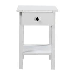 Declan 1-Drawer Bedside Table with Open Shelf – Matt White