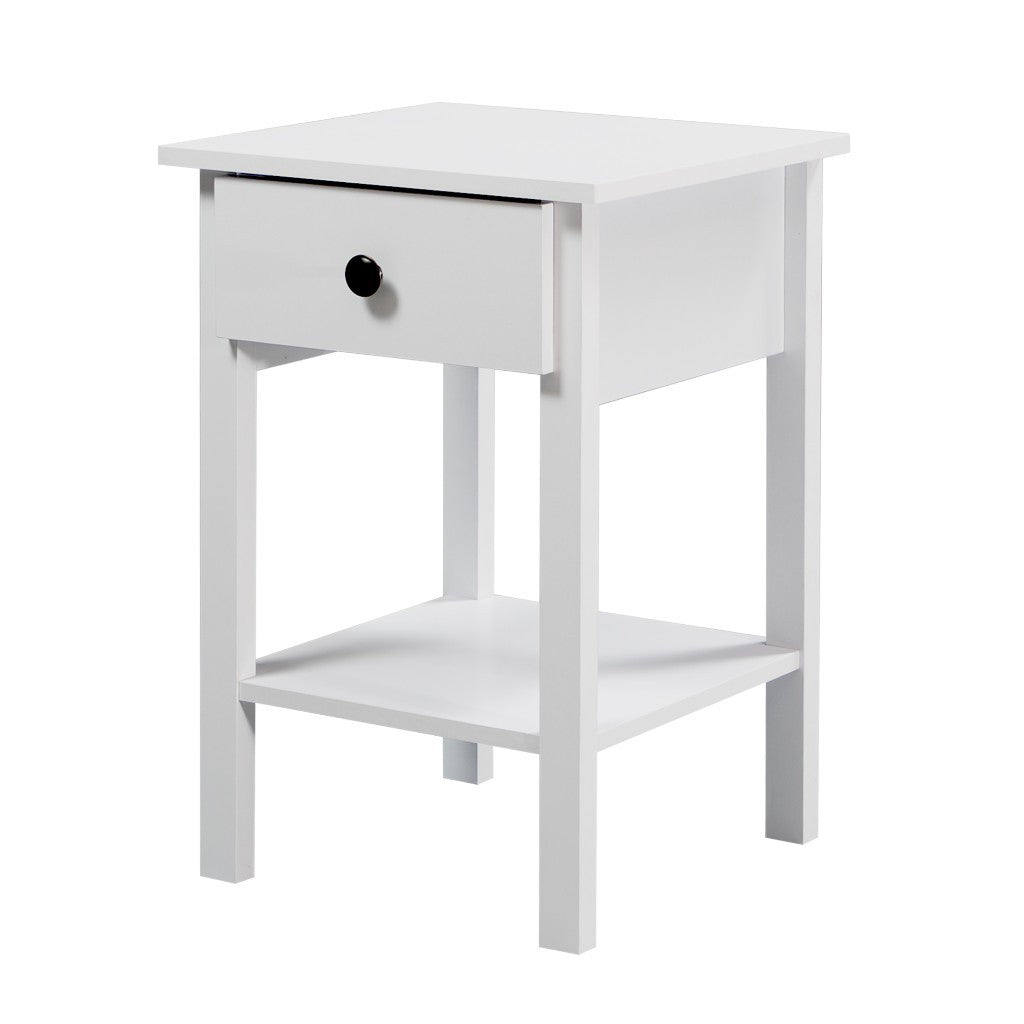 Declan 1-Drawer Bedside Table with Open Shelf – Matt White