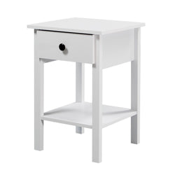 Declan 1-Drawer Bedside Table with Open Shelf – Matt White