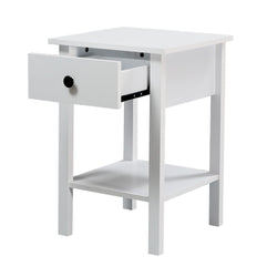 Declan 1-Drawer Bedside Table with Open Shelf – Matt White