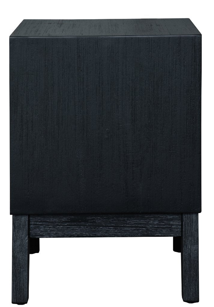 FC Kabira 2 Drawer Beside Table Brushed Black 55x42x60 Cm