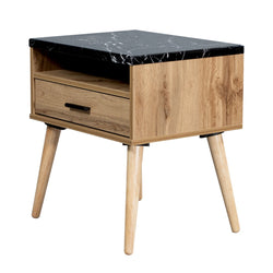 Marcello 1-Drawer Bedside Table with Open Niche – Wotan Oak