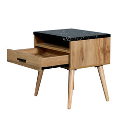 Marcello 1-Drawer Bedside Table with Open Niche – Wotan Oak