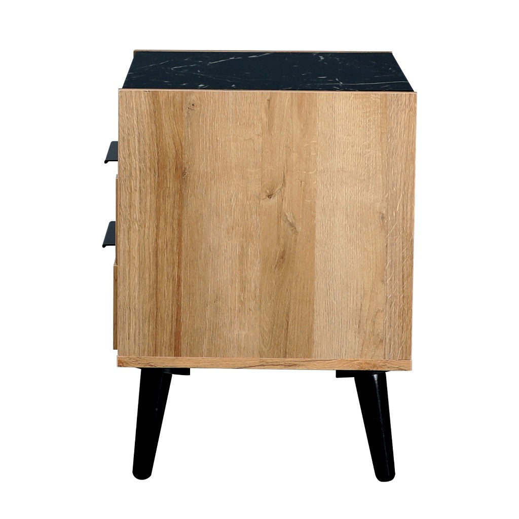 Thelma 2-Drawer Bedside Table with Open Shelf – Riviera Oak