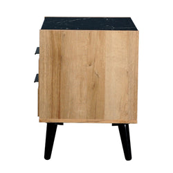 Thelma 2-Drawer Bedside Table with Open Shelf – Riviera Oak