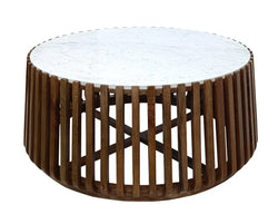 Agnes Marble Coffee Table Oak White W110 x D110 x H45 Cm