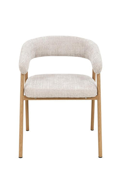 Mila Upholstered Fabric Dining Chair – Beige & Oak Finish