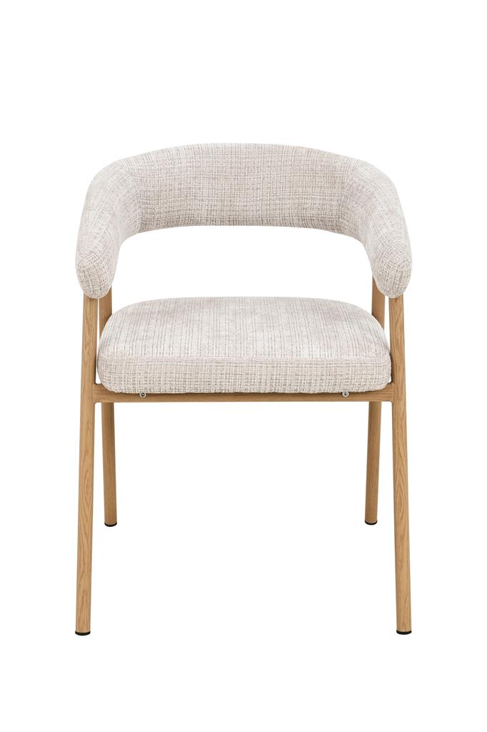 Mila Upholstered Fabric Dining Chair – Beige & Oak Finish