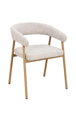 Mila Upholstered Fabric Dining Chair – Beige & Oak Finish
