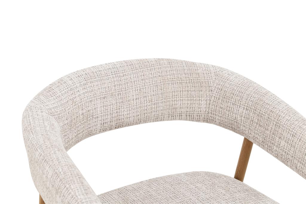Mila Upholstered Fabric Dining Chair – Beige & Oak Finish