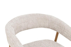 Mila Upholstered Fabric Dining Chair – Beige & Oak Finish