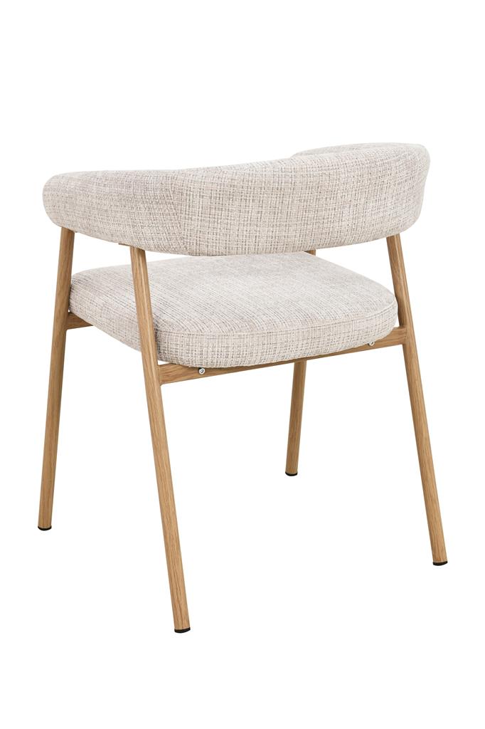 Mila Upholstered Fabric Dining Chair – Beige & Oak Finish